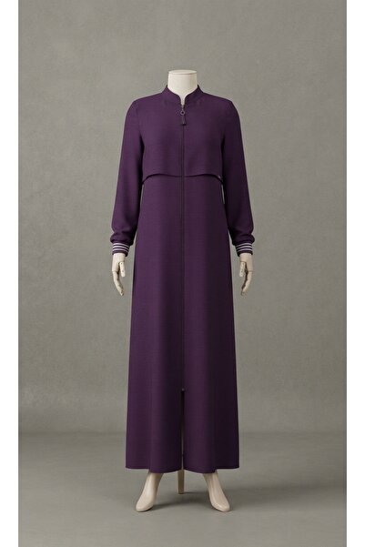 skycott Women's Zippered Long Hijab Robe – Comfortable Cut with Cuff Detail