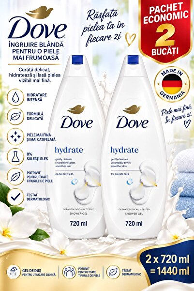Generic Brand Dove Hydrate Αφρόλουτρο 720 ml × 2 Τεμάχια – Οικονομική Συσκευα...