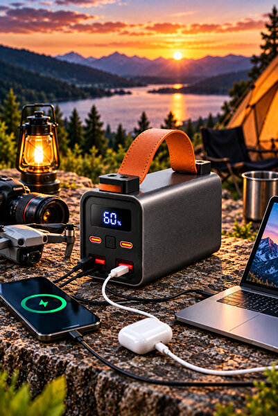 Aırstorr PRO-100W1 30.000 mAh 100W Hızlı Şarj Powerbank, Fenerli, Taşınabilir