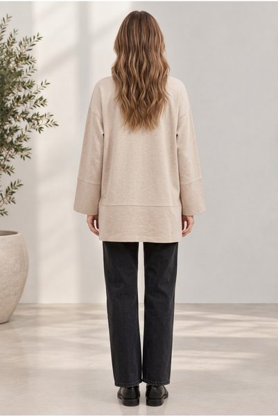 Loreen Tunik Bluz Basıc Yanları Ve Kolları Yırtmaç Detaylı
