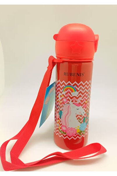 Unicorn Desenli Çelik Matara 500 ml. Kırmızı