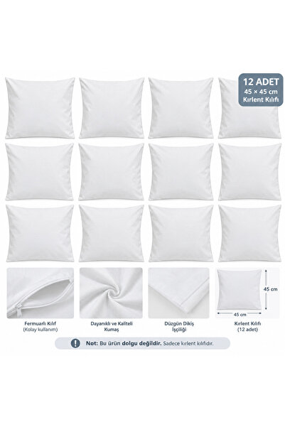 12 adet 45x45 kırlent kılıfı iç astar fermuarlı