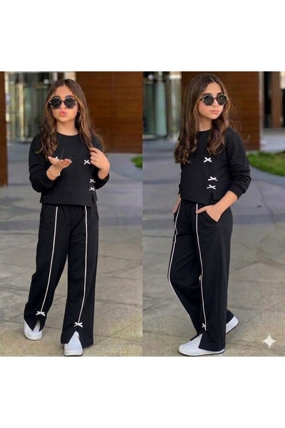cocux.butik Modal 2-Piece Girls' Set with Bow Detail