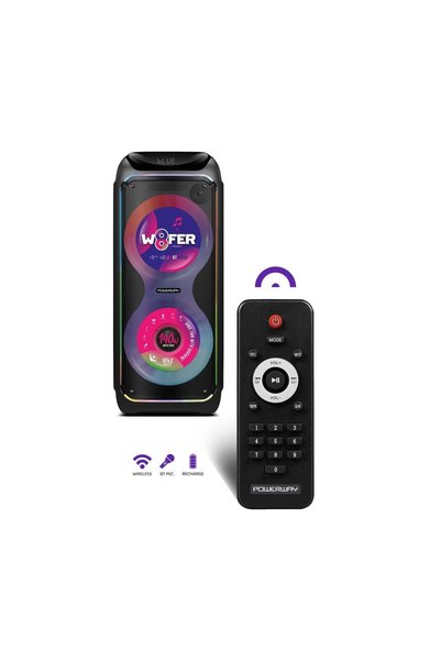 Powerway WOOFER 140W Hoparlör Gitar Saz Girişli Karaoke Parti Ses Sistemi Dijital Ekran +Bass