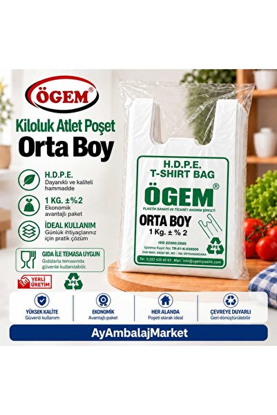 Kiloluk Beyaz Orta Boy Hışır Atlet Poşet 27x48 cm