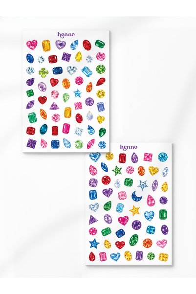 Henno Renkli Mücevher Taşları Temalı 2’li Sticker Seti (A6 10,5 × 14,8 cm) | ...