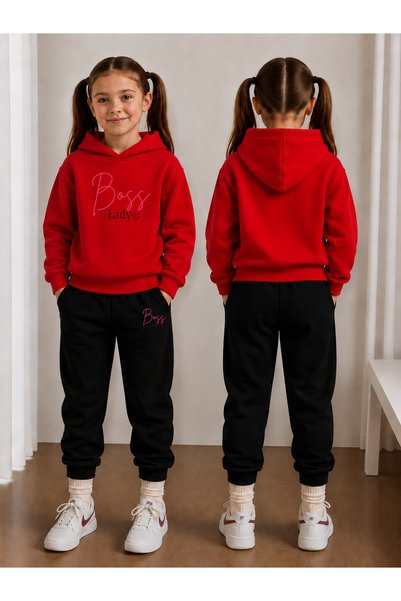 LORVEX Girl's Tracksuit Set Hooded Sweatshirt Top and Bottom Set 3 Thread Thr...