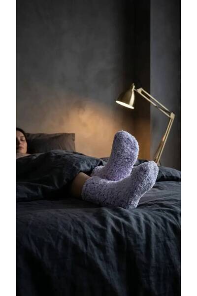 TUTKU PLUS Plush Sleeping Socks 2 Pairs Purple Color |   Soft Towel Slippers Home Socks |   Winter Warm Home Socks