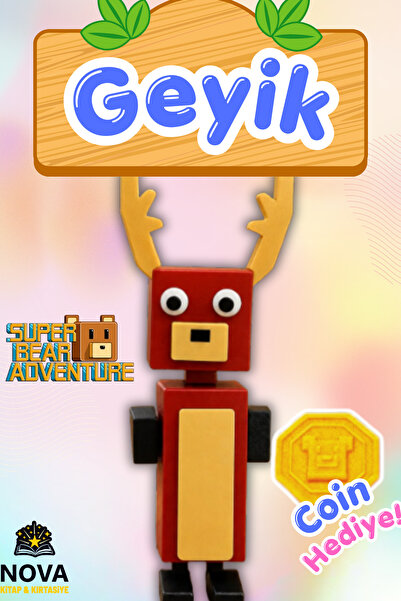 Super Bear Adventure Geyik Figürü 8 cm - Oyun Jetonu Aksesuarlı Karakter Oyuncak Masaüstü Biblo