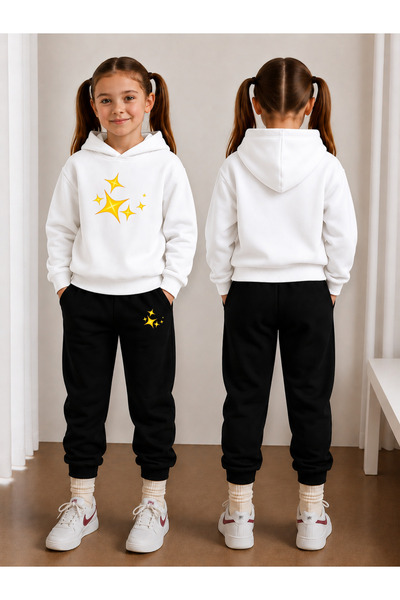 LORVEX Girl's Tracksuit Set Hooded Sweatshirt Top and Bottom Set 3 Thread Thr...
