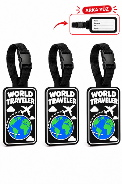 Tois 3 Adet World Traveler Valiz İsimliği ve Bagaj Etiketi – 3 Adet Bavul Eti...