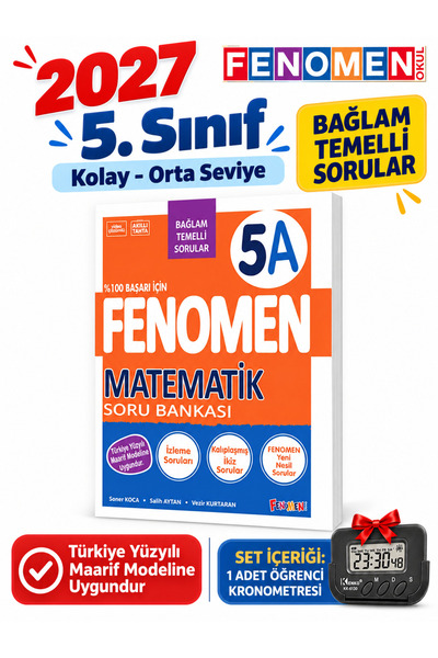 Fenomen Yayıncılık 2027 5.Sınıf MATEMATİK A Kolay Orta Seviye %100 Marif Yeni...