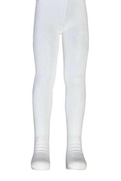 Dore Çorap Girl's Ebru Patterned Micro Pantyhose - Ecru
