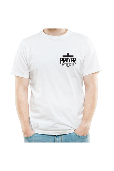 OEM Tricou FaithWear Alb Religios cu simbolul crucei și mesajul „Războinic al...