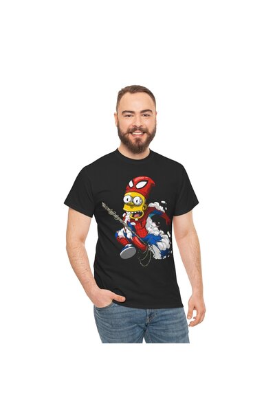 OEM Tricou bărbătesc personalizat, negru, cu tematică The Simpsons Spider-Man...