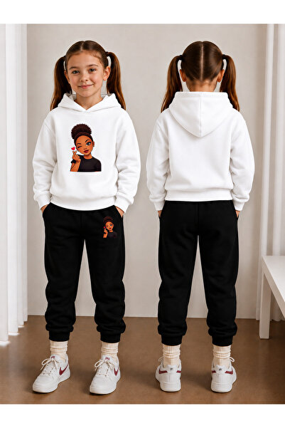 LORVEX Girl's Tracksuit Set Hooded Sweatshirt Top and Bottom Set 3 Thread Thr...