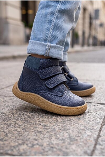 Tuğba Ortopedi 601 Orthopedic 100% Genuine Leather Boys' Navy Blue Barefoot B...