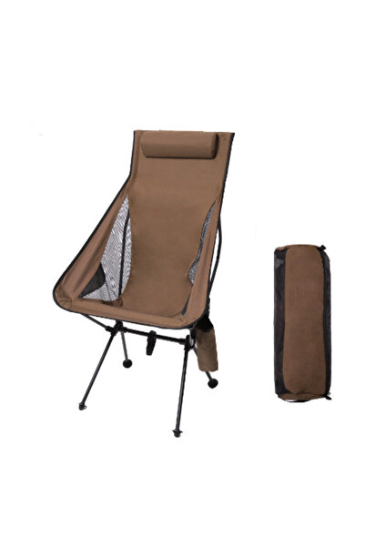 Choice Brown Westtune Portable Folding Camping Chair with Headrest Lightweigh...