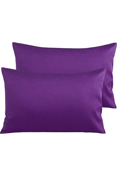 COM LIVING HOUSE Set de 2 fețe de pernă din bumbac ranforce mov închis 40x60cm