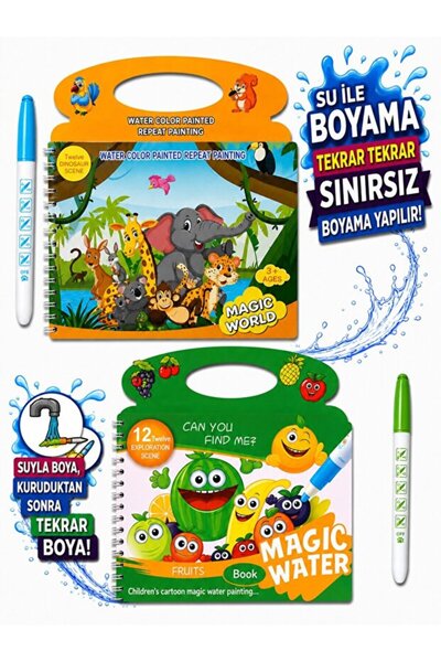 Magic Water 2'li Orman Dünyası ve Meyveler Water Painting - Sihirli Özel Kale...