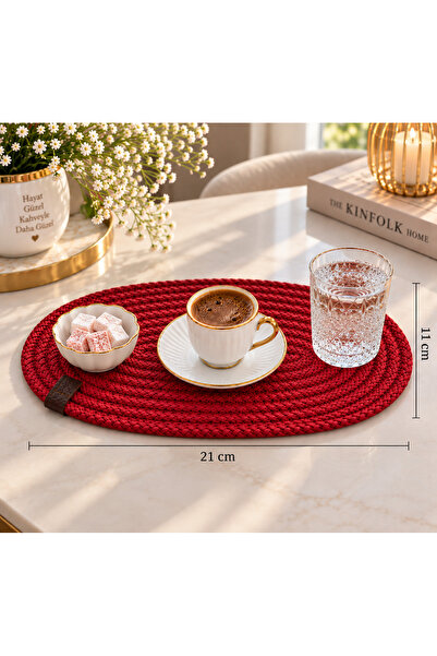 ÖRGÜM Covoraș de cafea tricotat 21x13 cm – Covoraș decorativ pentru cafea și apă