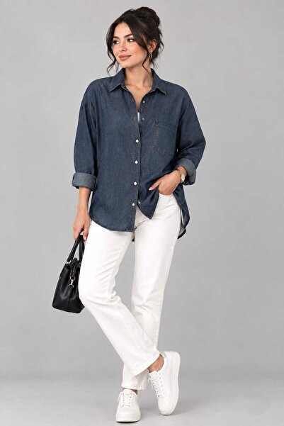 butik utopia Kadın Oversize Denim Gömlek