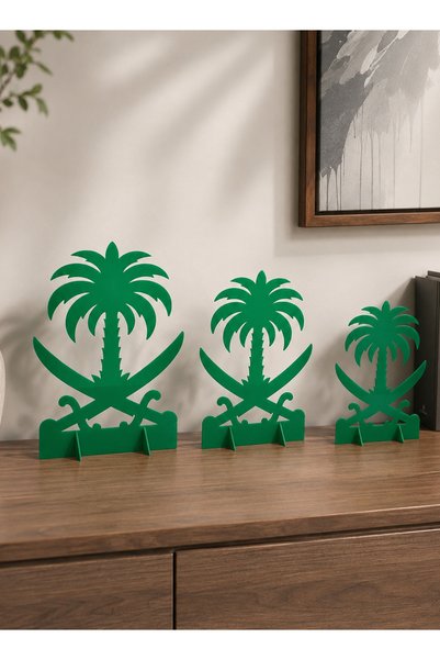 LOWHA مجموعة من 3 حوامل زخرفية من الأكريليك بتصميم مستوحى من السعودية لليوم الوطني وعيد التأسيس والاحتفالات السعودية