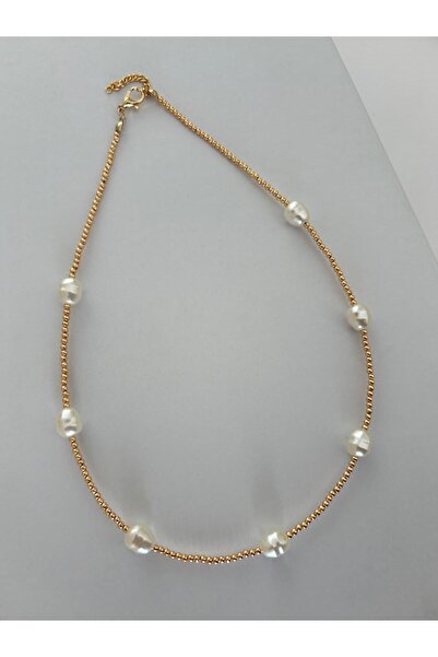 LUXURY Pearl Ball Row Dorika Gerdan Model Gold Color Necklace