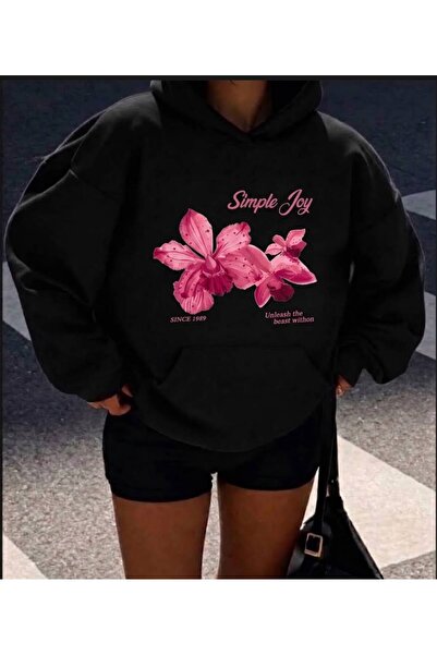 Marco Fresco SIMPLE BASKILI KAPÜŞONLU OVERSIZE SWEATSHIRTT