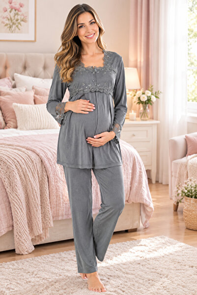 by İGP Adjustable Waist Maternity Pajama Set with Breastfeeding Feature Effortt