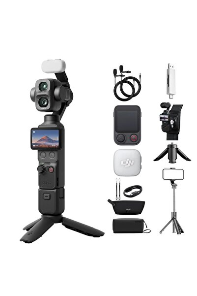 DJI Osmo Pocket 4P Vlog Combo Çoklu Aksesuar Paketi, Çift Objektif