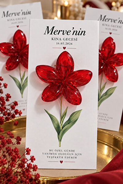 HEDİYELİK KIRMIZI LOTUS TOKA ( 50 ADET)- söz, nişan, kına, nikah hediyeliği