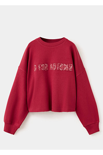 MANGO Kids Kabartma yazılı oversize sweatshirt