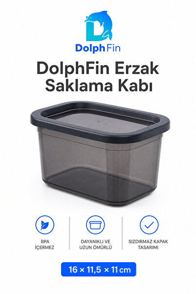 DolphFin Black Rectangular Food Storage Container 1350 ml 16 × 11.5 × 11 cm