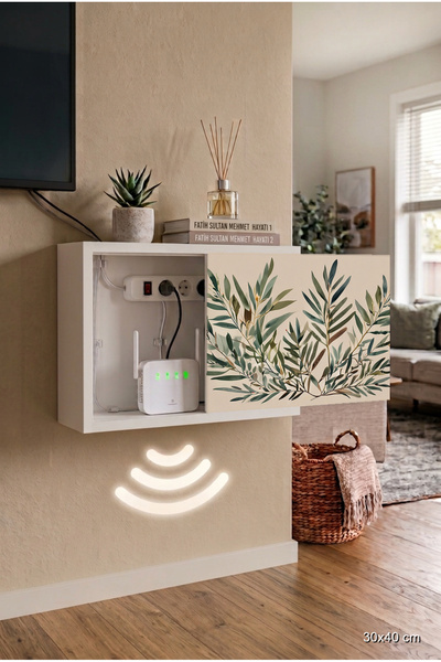 wudie Dayanıklı Modern Masif Ahşap Çok Amaçlı Modem Gizleme Dolabı Router Giz...