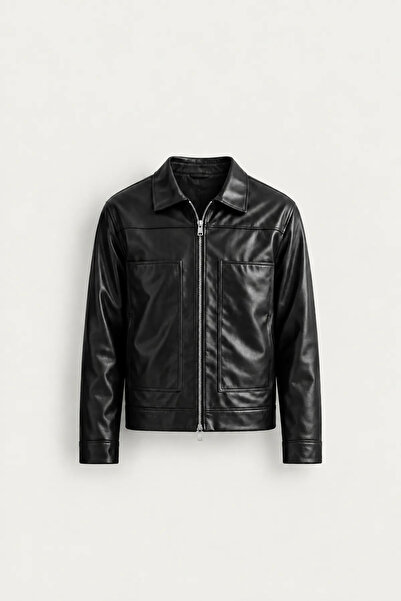 no7man Raxon - Black - Double Zipper - Men's Leather Jacket
