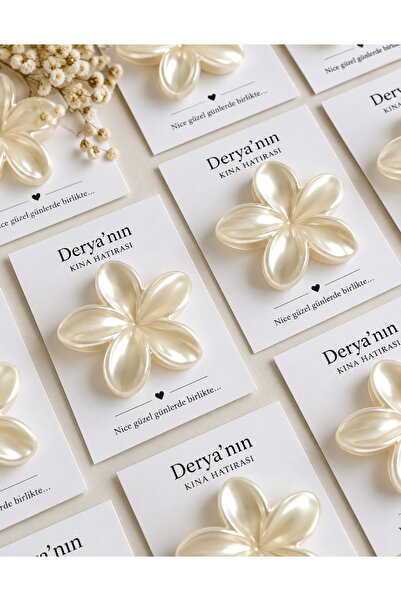 Sedefli Beyaz Lotus Toka Nikah Nişan Düğün Hediyesi 10 Adet Kişiye Özel