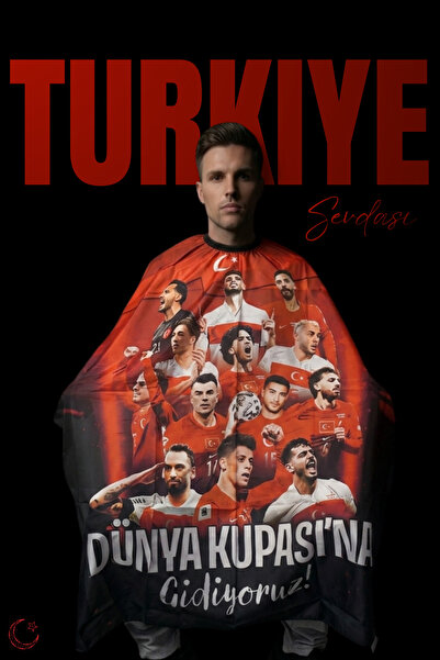 Kuatek Hatıra/Anı Penuarı Türkiye Temalı Erkek Saç Kesim Kuaför/Berber Önlüğü