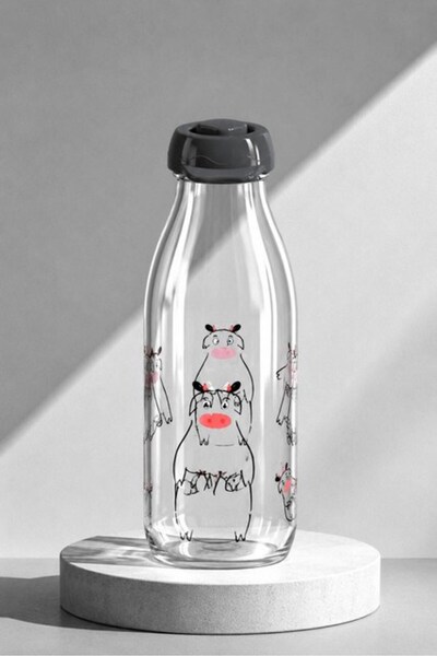 Sarina Glass Desenli Cam Süt Şişesi 1000 cc