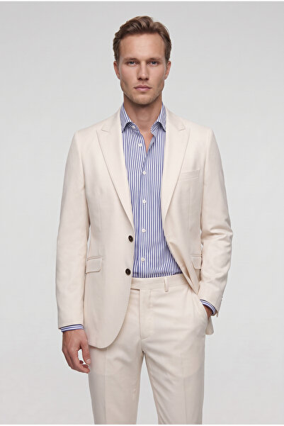Twn Slim Fit Beige Dobby Suit