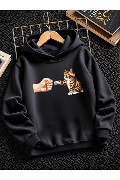 yombaa Dječja moderna majica sa kapuljačom sa printom Hello Cat