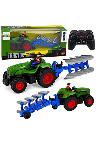LEAN Tractor RC cu plug și lumini telecomandate, verde, 1:24