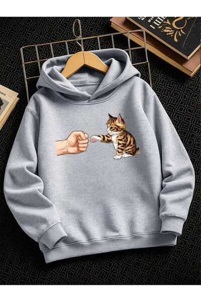 yombaa Dječja moderna majica sa kapuljačom sa printom Hello Cat