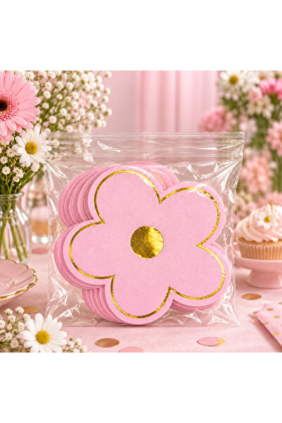 Partifabrik Flower Shaped Premium Paper Napkins 16 Pieces Pink
