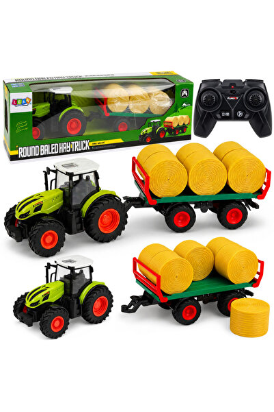 LEAN Tractor agricol RC telecomandat cu remorcă pentru baloturi de fân și lum...