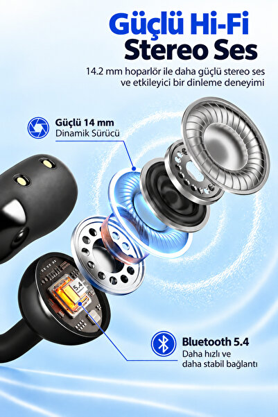 Abbruch Klipsli Bluetooth Kulaklık Açık Tasarım, Kablosuz ENC Gürültü Engelleme, Güçlü Stereo Ses İos Android Uyumlu