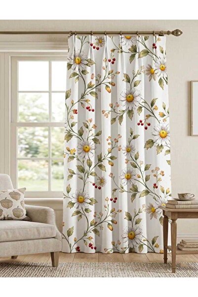Genel Markalar Çiçekli Perdeler - Botanik Semi Sheer Perdeler, Cottagecore Style