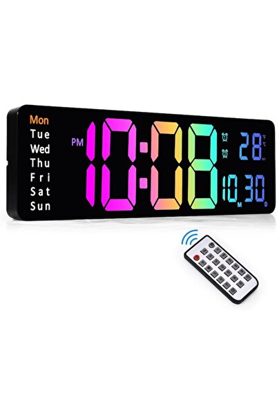 OEM Ceas de perete digital de 33 cm cu telecomandă, afișaj LED mare