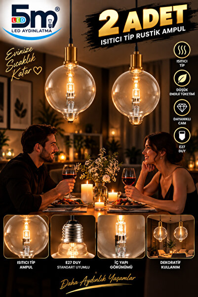 LED PAZARI 75W 230V 2700K E27 G125 Glop Halojen Normal Ampul