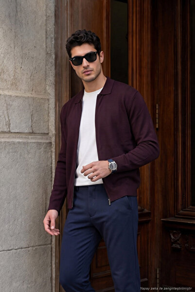 Buratti Cotton Classic Collar Zippered Knitwear Cardigan Men's Cardigan 63535127